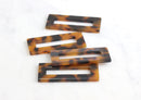 2 Tortoise Shell Rectangle Window Beads, 50mm Long Flat Rectangle Blank Tortoise Acrylic Earring Blank Keychain, Tortoise Charms DX006-50-TT