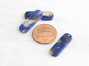 2 Dark Blue Tortoise Shell Bead 23mm, 1 Hole Rectangle Bar Tortoise Findings Rounded Rectangle Clear Yellow Stick Bead Link, BAR004-23-BY