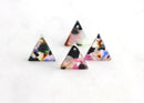 4 Tiny Triangle Drop, 12mm Triangle Disc, Colorful Small Triangle Charm Tortoise Shell Bead Blank Rainbow Marble Resin Pour TR002-12-KMC