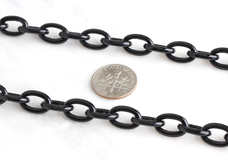 5ft Glossy Black Acrylic Chain, 13mm, Small Size, Long Continuous Length