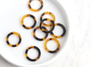 4 Simple Ring Links in Tortoise Shell, No Hole, Cellulose Acetate, Great for Chain Making, 20mm
