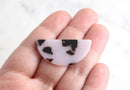 2 Semi-Circle Beads in Ash Blonde Tortoise Shell, Cellulose Acetate, 37 x 18mm
