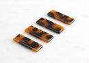 4 Acrylic Tortoise Shell Rectangle Blanks No Hole Bead, Orange Tortoise Pattern, Plastic Blanks Earrings, Wide Rectangle Tags, LAK001-29-TT