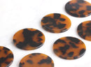 4 Tortoise Shell Pendants, 35mm Circle Marble Charms, Acetate Tortoiseshell Earrings Blank Necklace, Large Round Blank Bead, CN057-35-TT