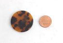 4 Tortoise Shell Pendants, 35mm Circle Marble Charms, Acetate Tortoiseshell Earrings Blank Necklace, Large Round Blank Bead, CN057-35-TT