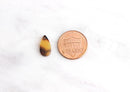 4 Small Teardrop Charms, Tortoise Shell, Cellulose Acetate, 14 x 7mm
