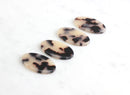 4 Large Flat Oval Charms, Light Blonde Tortoise Shell, Round Discs, Cellulose Acetate, 33 x 20mm