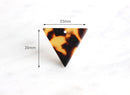 4 Upside Down Triangle Charms, Tortoiseshell, Cellulose Acetate, 23 x 20mm
