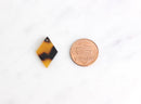 4 Tortoise Diamond Beads 22mm x 15mm, 1 Hole, Orange Brown Tortoise Shell Charm Rhombus Plastic Lucite Tortoise Components, DX001-22-TT