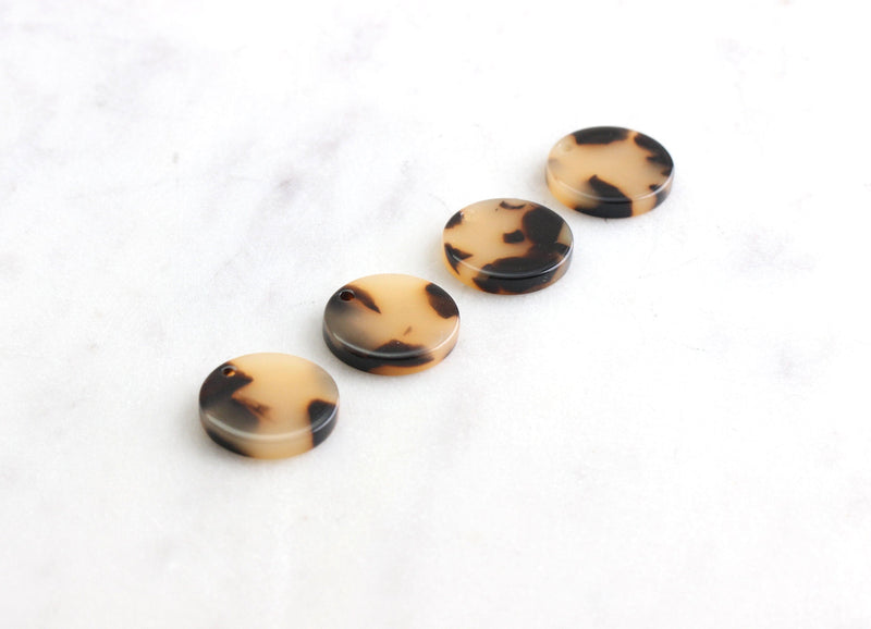 4 Blonde Tortoise Shell Beads, Flat Discs 15mm Yellow Blonde, Light Tortoise Shell Stud Earrings Blanks, Tortoise Shell Supply, CN008-15-BT