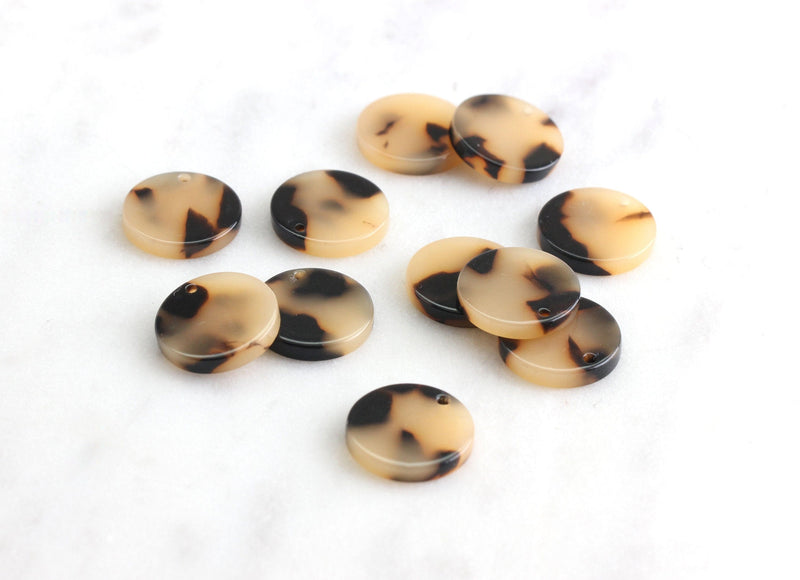 4 Blonde Tortoise Shell Beads, Flat Discs 15mm Yellow Blonde, Light Tortoise Shell Stud Earrings Blanks, Tortoise Shell Supply, CN008-15-BT