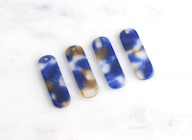2 Dark Blue Tortoise Shell Bead 23mm, 1 Hole Rectangle Bar Tortoise Findings Rounded Rectangle Clear Yellow Stick Bead Link, BAR004-23-BY
