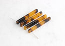 4 Tortoiseshell Stick Bead Plastic Connector 35mm x 5mm, Flat Rectangle Bead Hawksbill Turtle Faux Tortoise Shell Findings, BAR002-35-TT