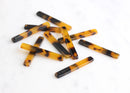4 Tortoiseshell Stick Bead Plastic Connector 35mm x 5mm, Flat Rectangle Bead Hawksbill Turtle Faux Tortoise Shell Findings, BAR002-35-TT