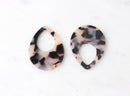 4 Big Teardrop Bead White Tortoise Shell, 38mm Vintage Tortoise Acrylic Blanks Mottled Beads Plastic Blond Tortoise Charm, TD046-38-WT