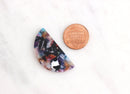 2 Large Half Moon Pendants in Multicolor, 37x18 Flat Half-Circle Charms Marble Acetate Earrings Findings, Rainbow Acrylic Bead CN015-37-DMC
