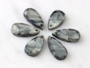Black Marble Raindrop Beads with Silver Gray 4pc 7x14mm Teardrop Plastic Black Acrylic Shapes, Small Tear Drop Charm 1 Hole, TD001-14-QK