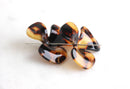 2 Large Three Petal Flower in Tortoise 32mm Flower Cabochon Acetate Flower Bead Cab Big Plastic Flower Hibiscus Center Hole, FW001-32-TT