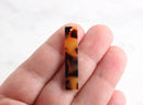 4 Wide Bar Charms in Tortoiseshell, Cellulose Acetate, 35 x 7mm