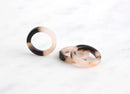 4 Small White Tortoise Ring Links, 15mm Ring Connector Tortoise Shell, White Circle Big Hole, Mini Ring Bead Plastic Acrylic, RG004-15-WT