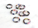 4 Colorful Connector Rings 20mm, Rainbow Marble Donut Beads, Small Ring Links Middle Hole, Flat Edge Ring Resin Multicolor, RG016-20-KMC