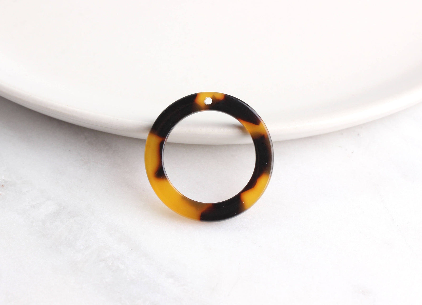 4 Tortoise Shell O Rings 24mm, Acetate Tortoise Rings with Hole Plasti
