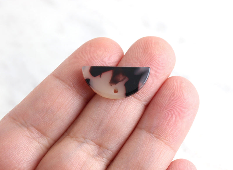 4 Small Half Moon Drops, 1 Hole, Blonde Tortoise Shell, Cellulose Acetate, 21 x 10mm