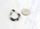 4 Marbled Open Teardrops Links 31mm x 22mm, Acrylic Tortoise Shell Connector, Large Teardrop Bead Hole, White Teardrop Flat, TD004-31-WT