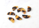 4 Small Half Circle Pendants in Tortoise Shell, Bottom Hole, Earring Blanks Acrylic Crescent, Flat Semi-Circle Beads Half Discs, CN017-21-TT
