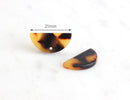 4 Small Half Circle Pendants in Tortoise Shell, Bottom Hole, Earring Blanks Acrylic Crescent, Flat Semi-Circle Beads Half Discs, CN017-21-TT