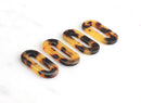 4 Flat Oval Links 30mm, Orange Tortoise Shell Pendant Plastic Tortoise Ring Bead Oval Connector Number Zero Charm Long Oval Drop VG009-30-TT