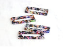 2 Large Rectangle Pendants in Multicolor Tortoise Shell, Cellulose Acetate, 50 x 21.5mm