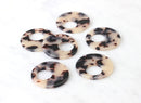 2 Blonde Tortoise Shell Hoop Bead, Round Circle Ring Charm Acetate Jewelry, Flat Circle Ring Bead Tortoise White Donut Bead RG017-35-WT