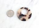2 Blonde Tortoise Shell Hoop Bead, Round Circle Ring Charm Acetate Jewelry, Flat Circle Ring Bead Tortoise White Donut Bead RG017-35-WT