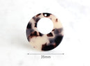 2 Blonde Tortoise Shell Hoop Bead, Round Circle Ring Charm Acetate Jewelry, Flat Circle Ring Bead Tortoise White Donut Bead RG017-35-WT