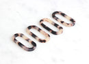 4 White Marble Resin Charms, 31mm Wide Oval Ring Beads Hoops, Long Oval Findings, Black and White Tortoise Shell Jewelry Making, VG010-31-WT