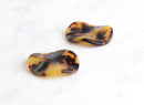2 Large Wavy Circle Pendants, Auburn Tortoise Shell, Cellulose Acetate, 33.5mm