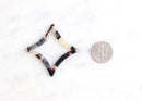 2 Large Open Diamond Charms 45mm, Big Hole Ring, Blonde Tortoise Shell Connector Square, Diamond Shape Bead, Acrylic Tortoise DX018-45-WT