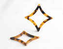 2 Tortoise Shell Resin Links, Pointy Diamond Connector Ring, Big Square Pendant Turtle Shell Jewelry, Flat Diamond Charm Acetate DX003-45-TT