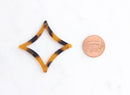 2 Tortoise Shell Resin Links, Pointy Diamond Connector Ring, Big Square Pendant Turtle Shell Jewelry, Flat Diamond Charm Acetate DX003-45-TT