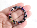 2 Huge Ring Connector in Multicolor Tortoiseshell, Rainbow Link Acetate, Marble Resin Hoop, Extra Large Circle Ring Round Links RG020-47-KMC
