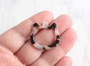 2 White Cat Face Charms 28mm, Acrylic Laser Cut Cat Outline, Flat Cat Connector, Plastic Cat Head Bead, Hollow Cat Lover Bead,  XY001-28-WT