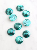 4 Turquoise Green Marble Cabochons 16mm, Button Cabochon, Cab Bead Green Swirl, Flat Bottom Bead, Circle Acrylic Earring Blank, CAB003-16-GM