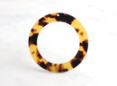 2 Oversized Ring Beads in Tortoise Shell, 1 Hole, Cellulose Acetate, 47mm