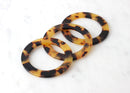 2 Oversized Ring Beads in Tortoise Shell, 1 Hole, Cellulose Acetate, 47mm