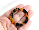 2 Oversized Ring Beads in Tortoise Shell, 1 Hole, Cellulose Acetate, 47mm