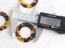 2 Large Rings in Tortoiseshell, Round Circle Pendants, Cellulose Acetate, 40mm