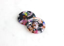 4 Marble Pendants Round Circle, 24mm Disc Monogram, Rainbow Coin Beads, Earring Blanks for Vinyl, Tortoise Shell Disc Beads, CN019-24-KMC