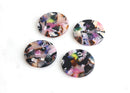 4 Marble Pendants Round Circle, 24mm Disc Monogram, Rainbow Coin Beads, Earring Blanks for Vinyl, Tortoise Shell Disc Beads, CN019-24-KMC