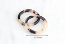 4 Thin Rings Tortoise Shell, 24mm Circle Connectors, 1 Inch Circle Tortoise White Black, Washer Charm Blonde Tortoise, RG010-24-WT